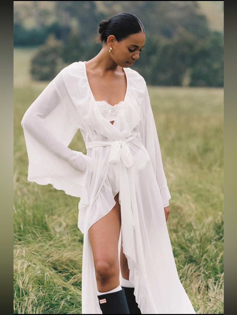 Kat the label Hanna/Bella Sheer Tie-Waist Robe - Women Intimates & Sleepwear